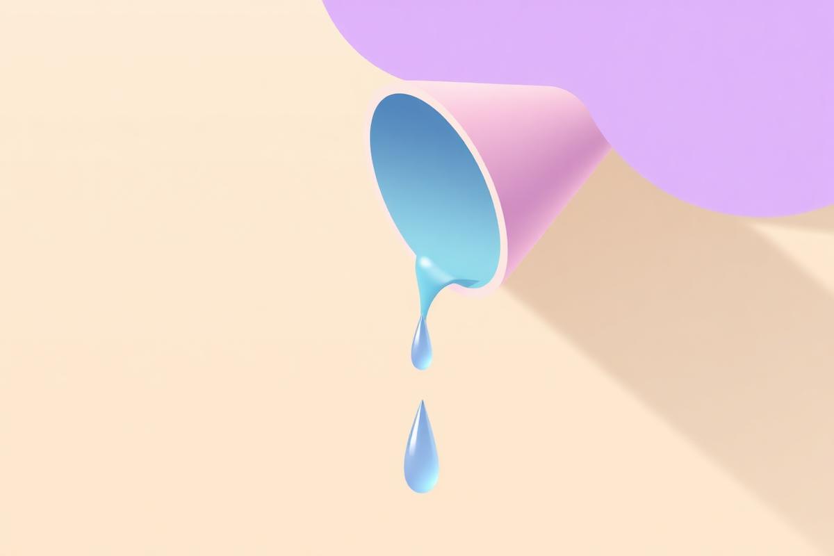 Illustration of a funnel leaking droplets