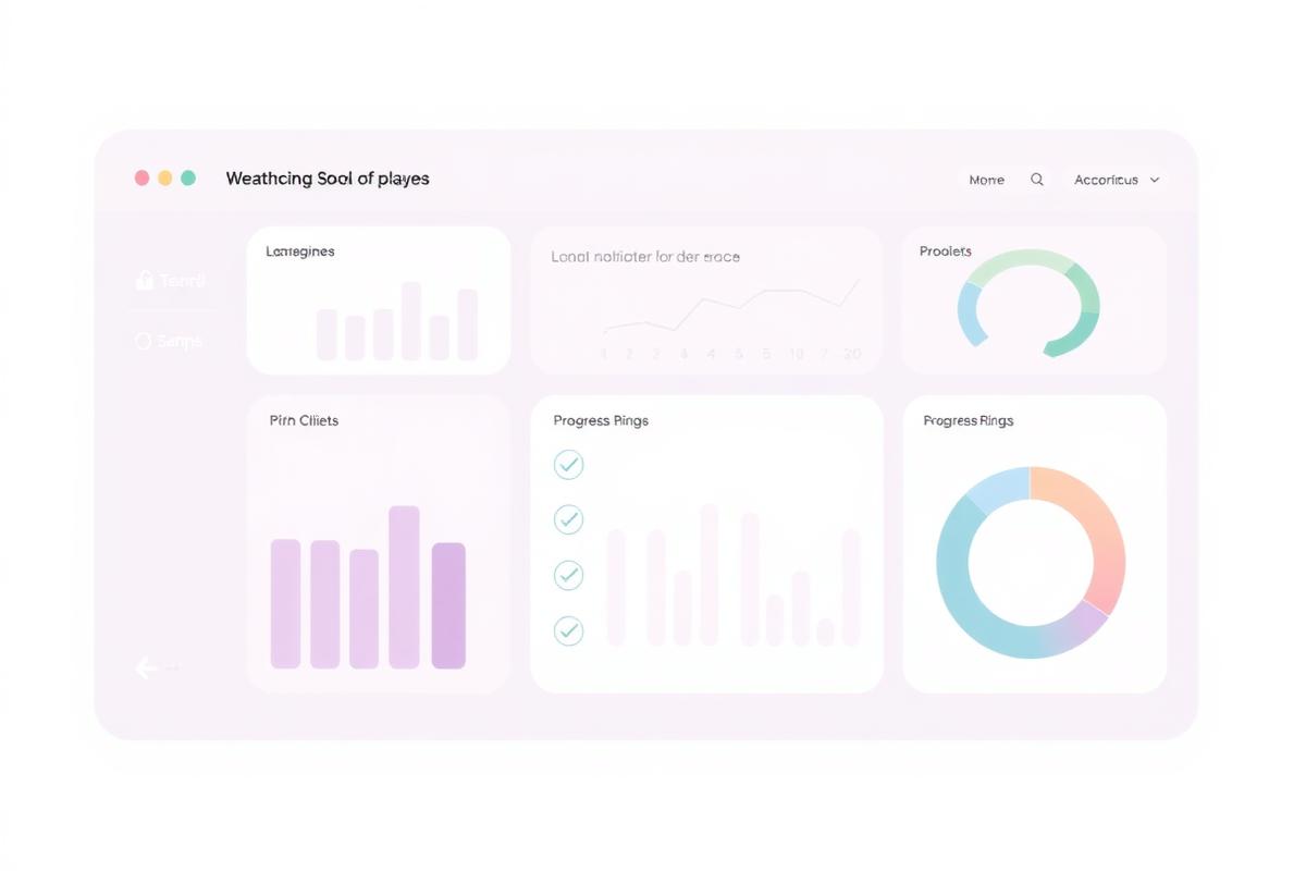 Illustration of a clean client dashboard with charts and checklists